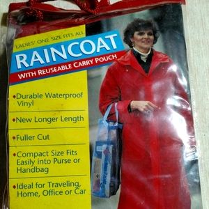 Berkshire Fashions Ladies Long Red Raincoat One Size Fits All